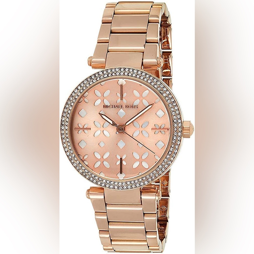 MICHAEL KORS Women's Mini Parker Floral Di-cut Dial Rose Gold Watch MK6470